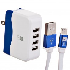 Cargador para pared con 4 puertos USB y cable Micro USB Case Logic