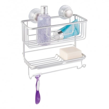 Organizador para ducha con ventosa 2 niveles Metro Silver Interdesign