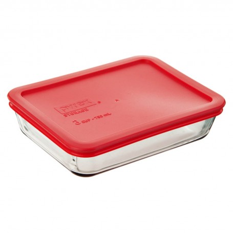 Molde Refractario Rectangular con Tapa Rojo Pyrex