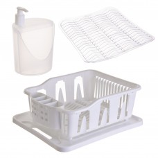 Escurridor para platos con protector de lavaplatos / dispensador para jabón de cocina 3 piezas