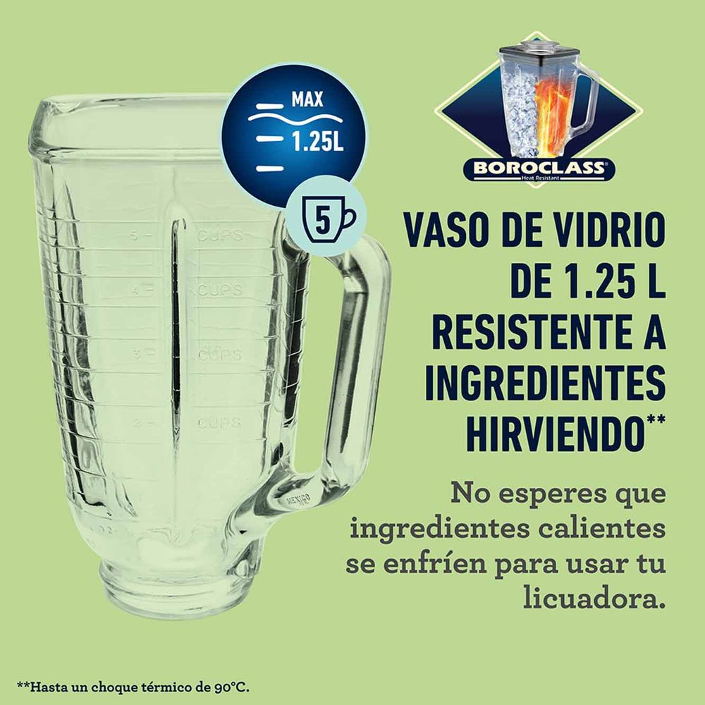 Oster, Licuadora, 3 Velocidades, Vaso Vidrio 1.25L