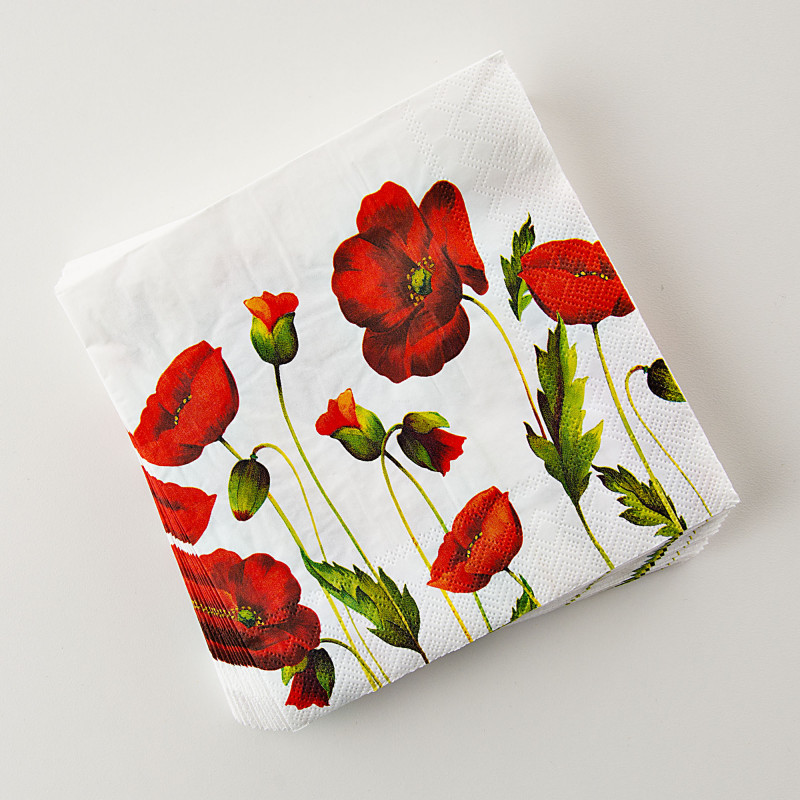 Juego de 20 servilletas lunch Flor Poppy White