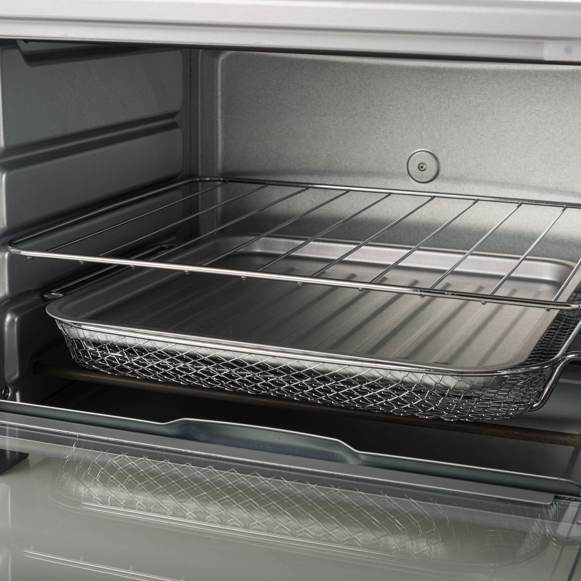 Horno inteligente freidora de aire, 1800 W, acero inoxidable, 26.4 cuartos  de galón, horno tostador de gran capacidad con accesorios prácticos