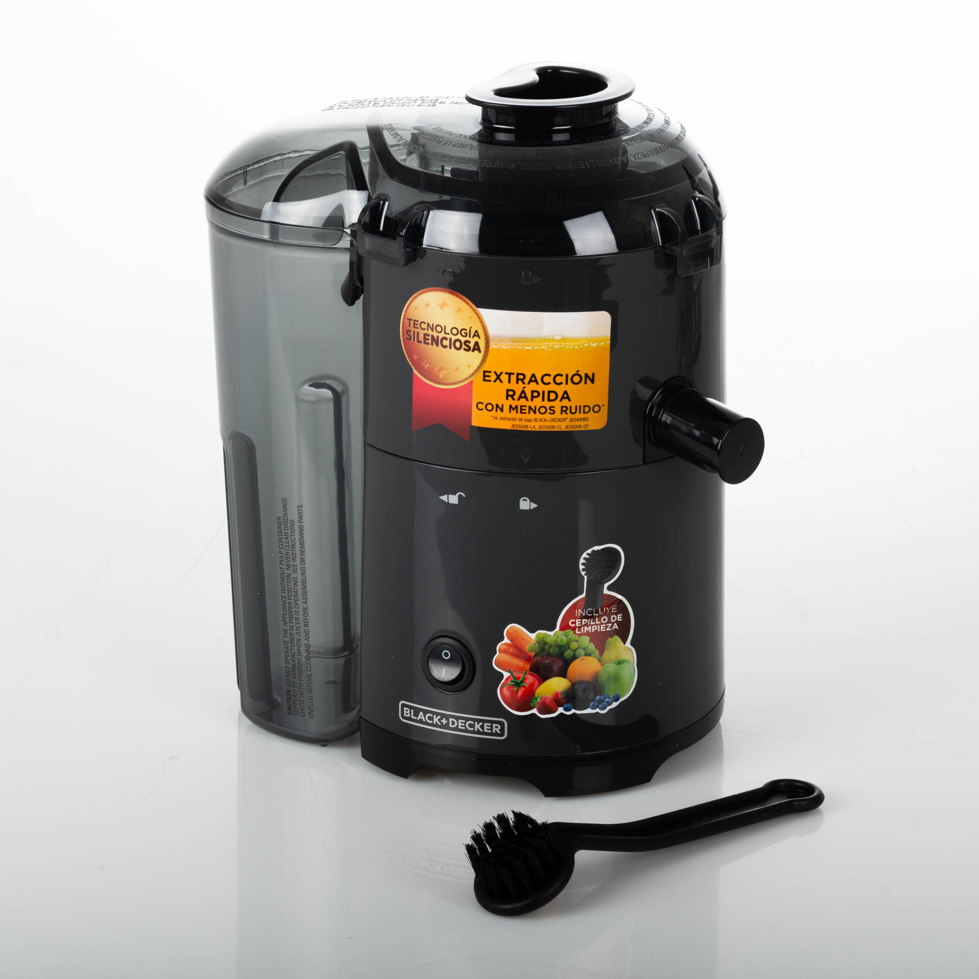 BLACK+DECKER Extractor de jugo de frutas y verduras de 400 vatios, negro,  JE2400BD