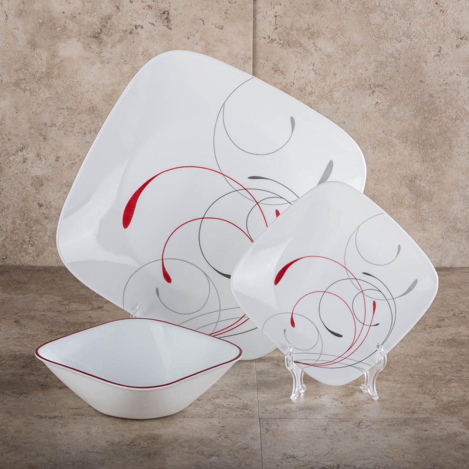 Vajilla Redonda de Vidrio Vitrelle de 12 Piezas para 4 Puestos Corelle