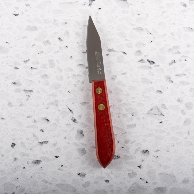 Cuchillo Pelador 3 de Acero Inoxidable con Protector y Mango Café de  Madera, cuchillo pelador