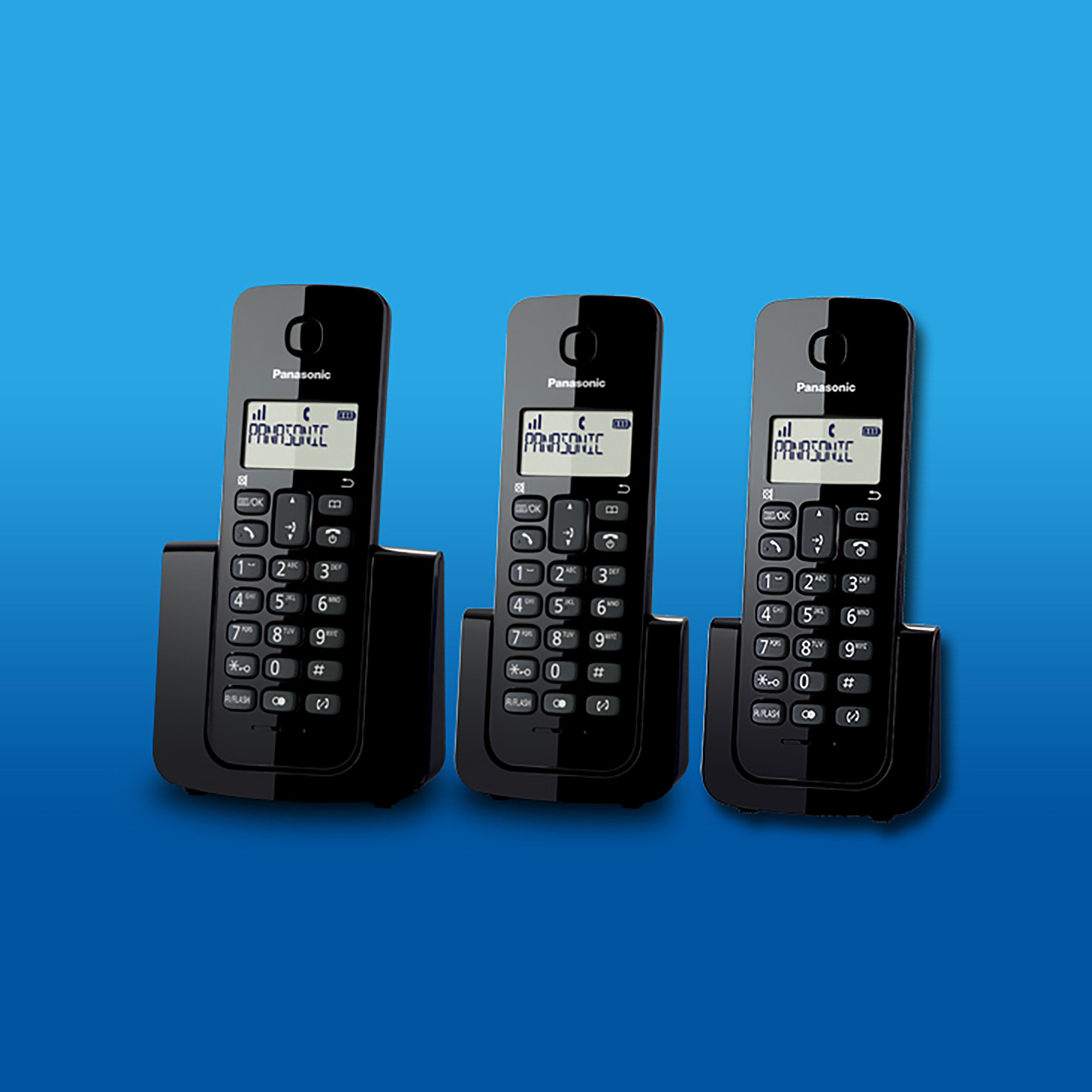 Panasonic Teléfono Inalámbrico KX-TGB113LAB con Contestador de Llamadas y 3  Auriculares con Pantallas de 1.4