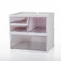 Organizador / Cajonera de 2 Niveles y 4 Servicios Blanco / Clear de Polipropileno para Closet