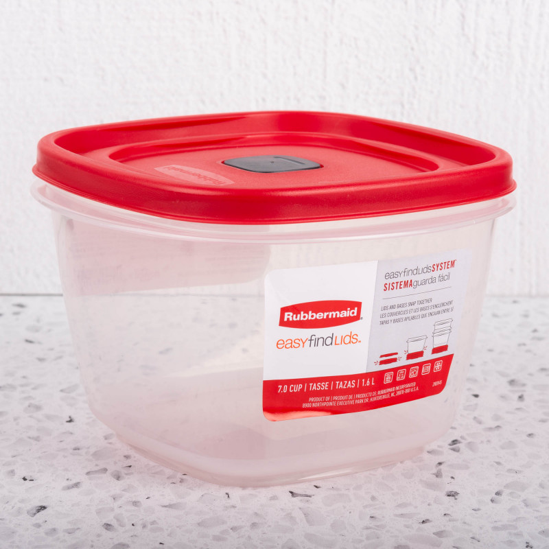 Repostero Cuadrado Apilable 1.6L de Plástico con Válvula de Aire Clear / Rojo EasyFindLids Rubbermaid