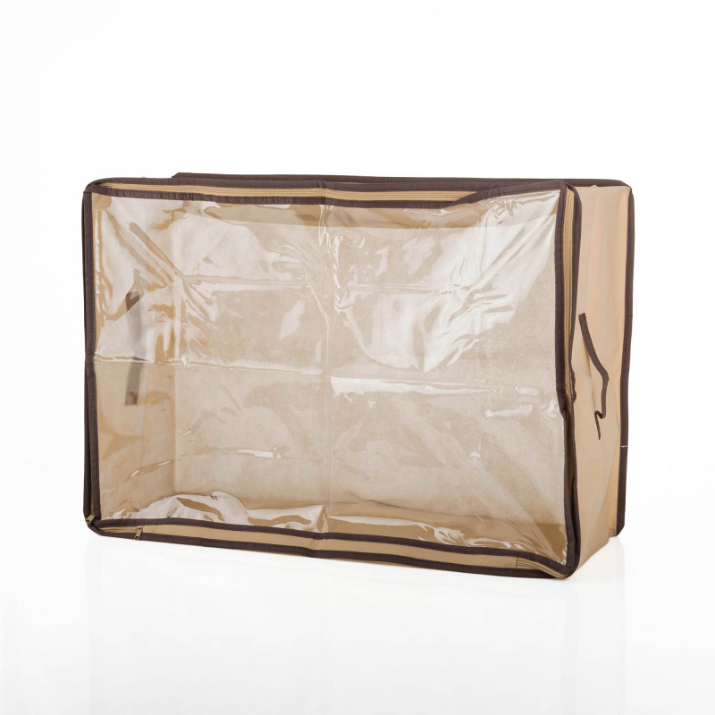 Bolsa Organizadora Clear / Habano 25x64x45cm de Poliéster y Plástico con Cierre Haus