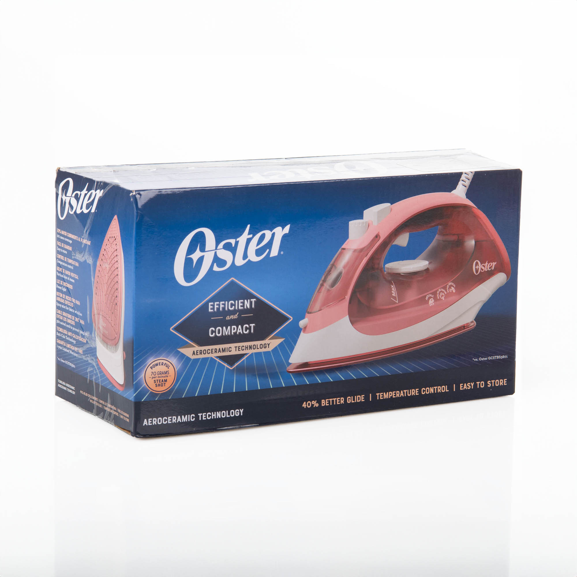 Oster Plancha A Vapor Para Ropa Gcstbs Rosado Con Rociador Y