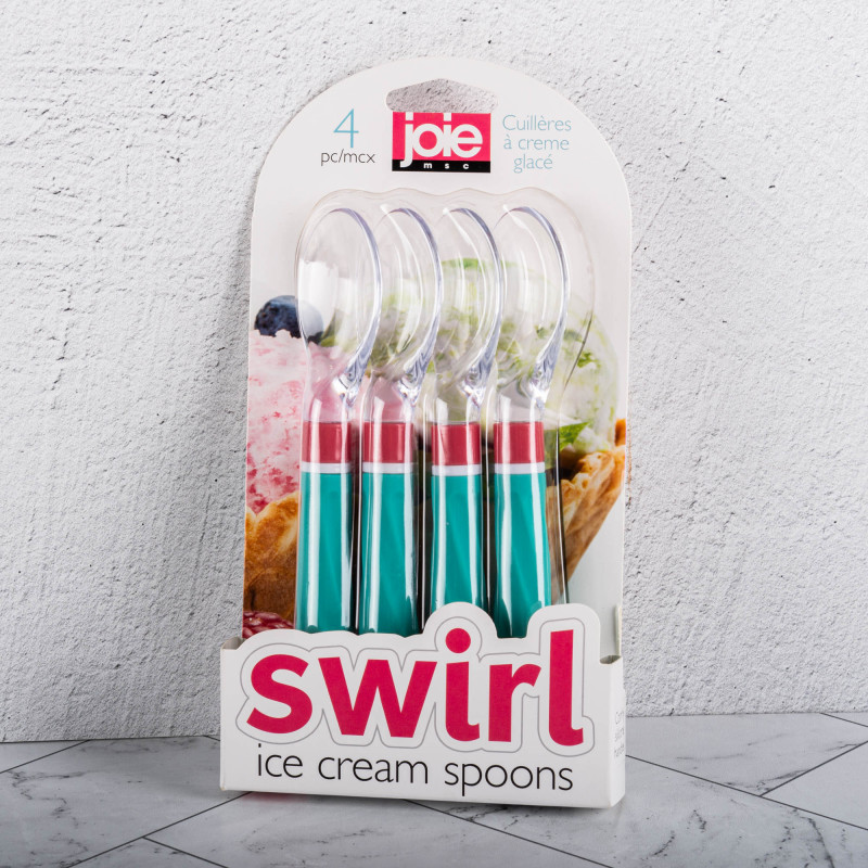 Juego de 4 Cucharas Plásticas para Helado Swirl Menta / Rosado Joie