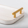 Bandeja Decorativa Rectangular Vintage Blanco / Dorado de Madera Haus