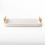 Bandeja Decorativa Rectangular Vintage Blanco / Dorado de Madera Haus