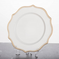 Plato Base Redondo Clásico Blanco / Dorado 33cm de Plástico Haus