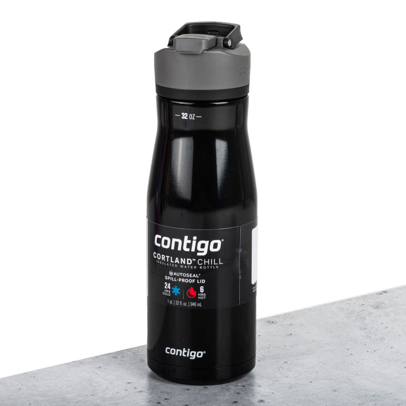 Botella Tomatodo Térmica Cortland Negro 0.946L de Acero Inoxidable Contigo