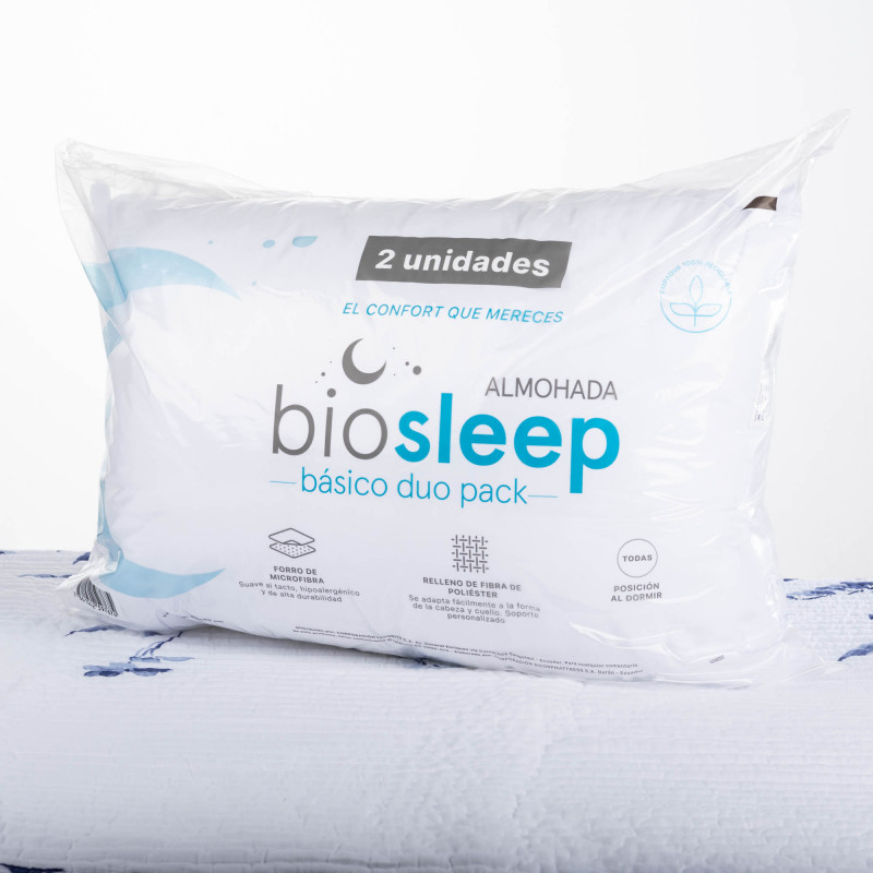 Biosleep Juego de 2 Almohadas Básico 20x62x42cm