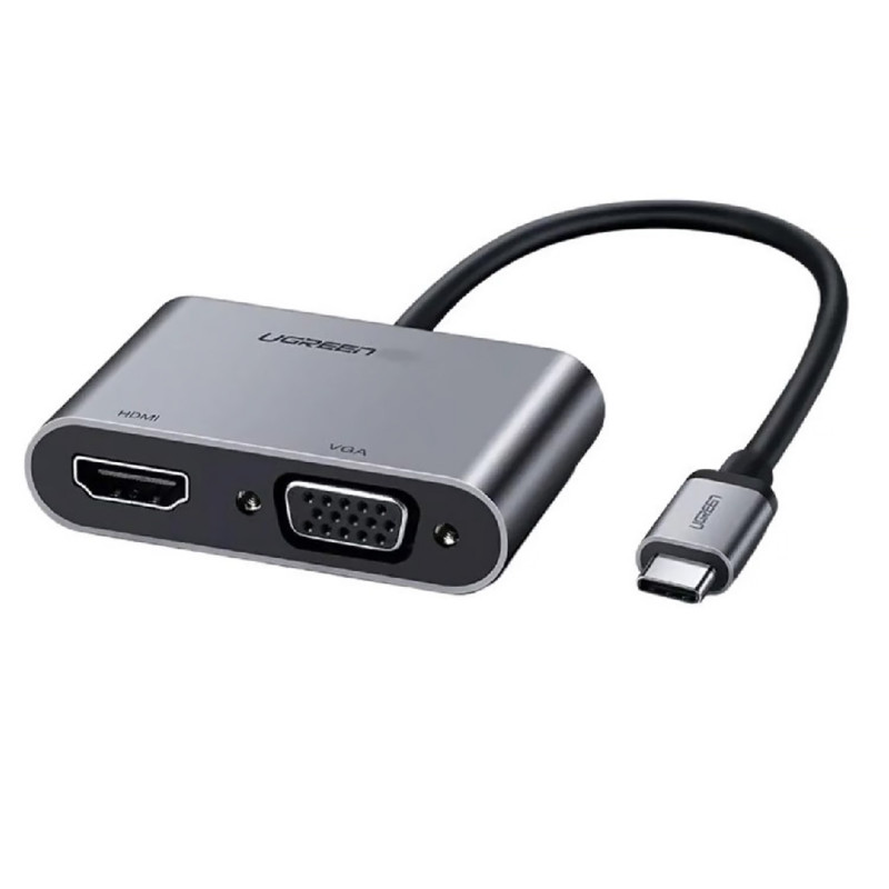 Ugreen Adaptador Silver USB-C a HDMI / VGA / USB-C