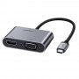 Ugreen Adaptador Silver USB-C a HDMI / VGA / USB-C