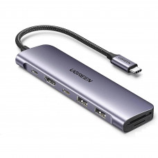 Ugreen Adaptador USB-C a 2 USB-A / 1 HDMI / 1 USB-C / 1 SD Card / 1 TF Card con Transferencia de Datos Rápida