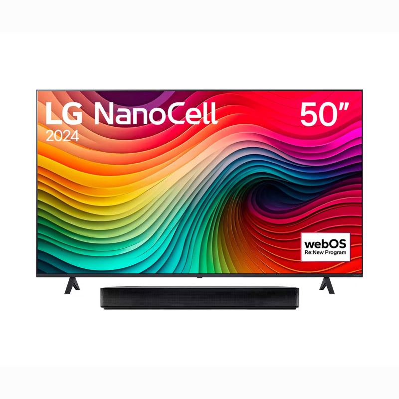 LG Smart TV Nano80 50NANO80TSA-1 50" 4K 3 HDMI, 2 USB y 8GB + Barra de Sonido