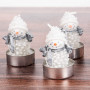 Juego de 6 Velas Tealight Muñeco de Nieve Blanco / Silver de Parafina