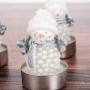 Juego de 6 Velas Tealight Muñeco de Nieve Blanco / Silver de Parafina