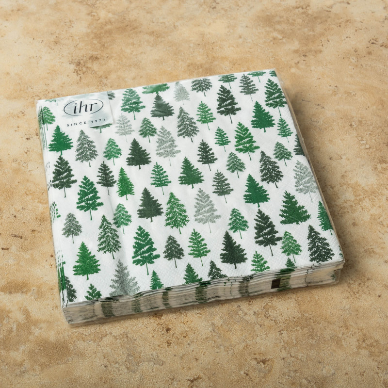 Juego de 20 Servilleta Lunch Árbol Nordic Forest Blanco / Verde 33x33cm