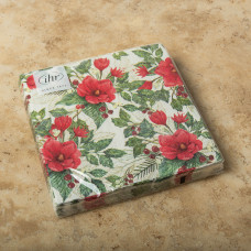 Juego de 20 Servilletas Lunch Christmas Flowers Beige 33x33cm