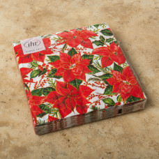 Juego de 20 Servilletas Lunch Christmas Poinsettia Rojo 33x33cm