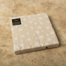 Juego de 20 Servilletas Lunch Estrella Starry Sky Taupe / Blanco 33x33cm