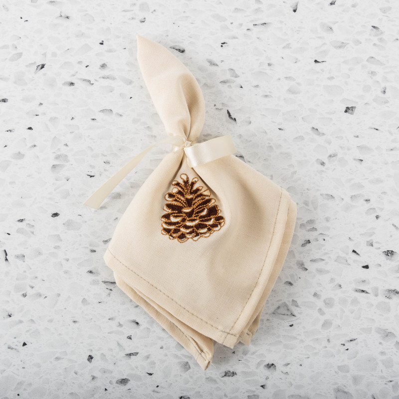 Haus Servilleta Bordada Pinecone Beige 40x40cm