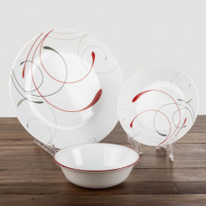 Corelle Vajilla Redonda Splendor 12 Piezas Blanco / Rojo