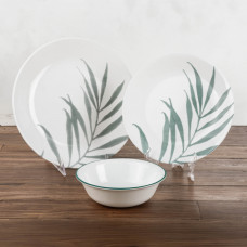 Corelle Vajilla Redonda Solar Print 12 Piezas Blanco / Verde