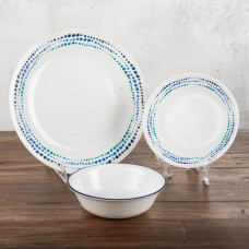 Corelle Vajilla Redonda Ocean Blues 12 Piezas Blanco / Azul