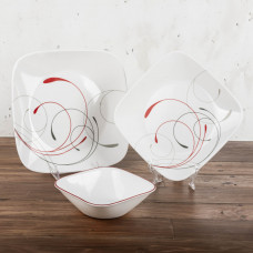 Corelle Vajilla Cuadrada Splendor 12 Pieza Blanco / Rojo