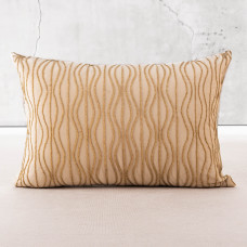 Haus Forro para Cojín Ondas Beige / Dorado 60x40cm de Mullos y Poliéster