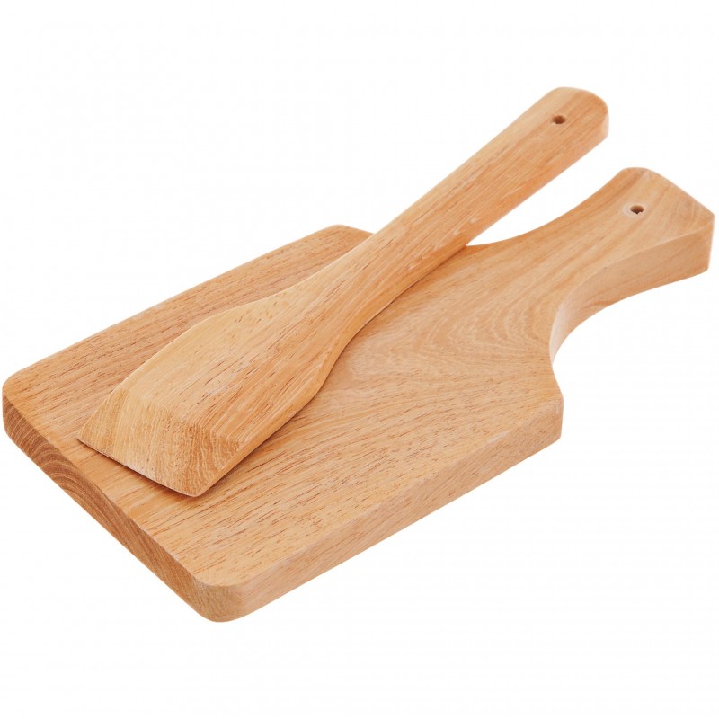 Tabla con espátula para raclette de madera